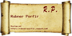 Rubner Porfir névjegykártya